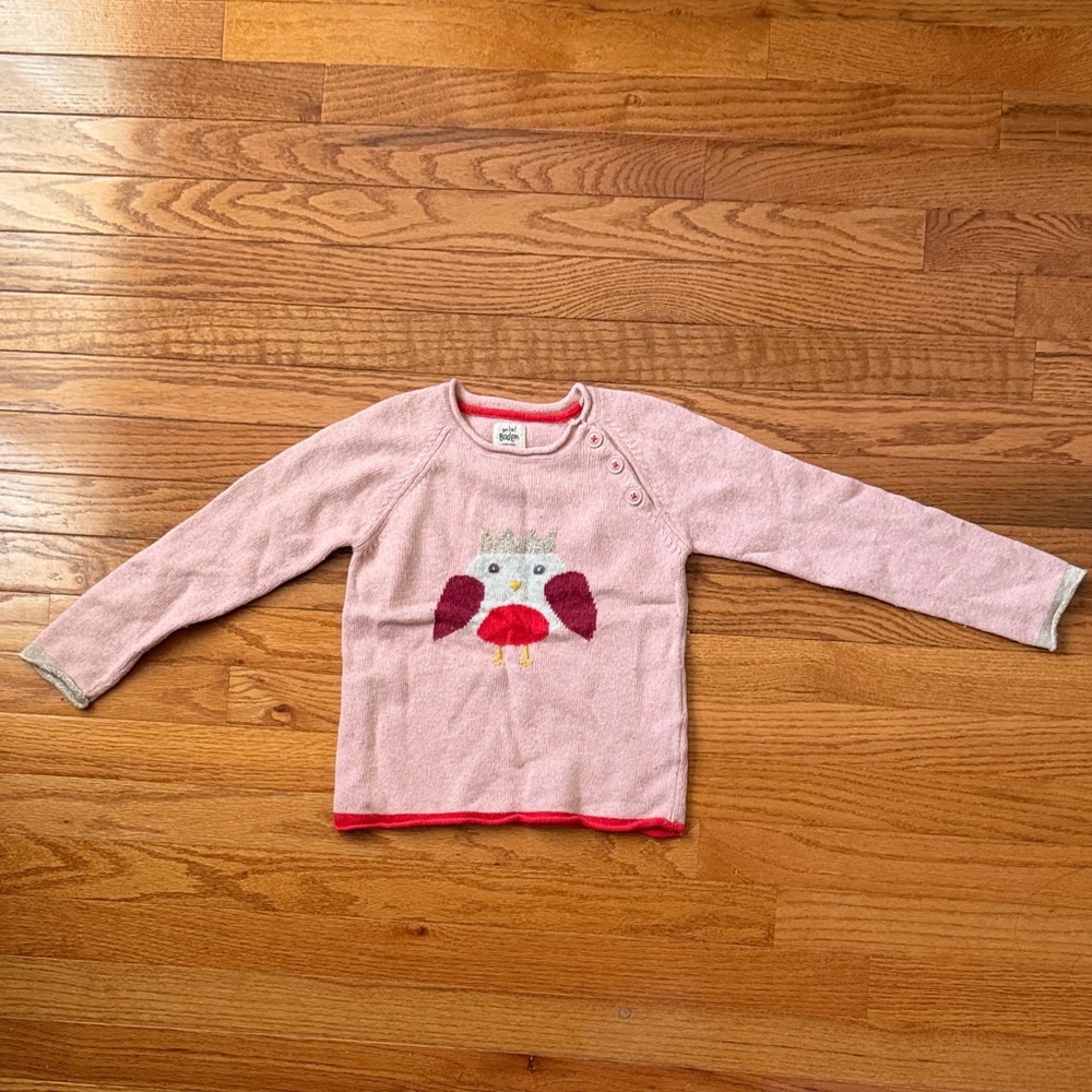 Mini Boden Pink Long Sleeve Tee with Owl Design